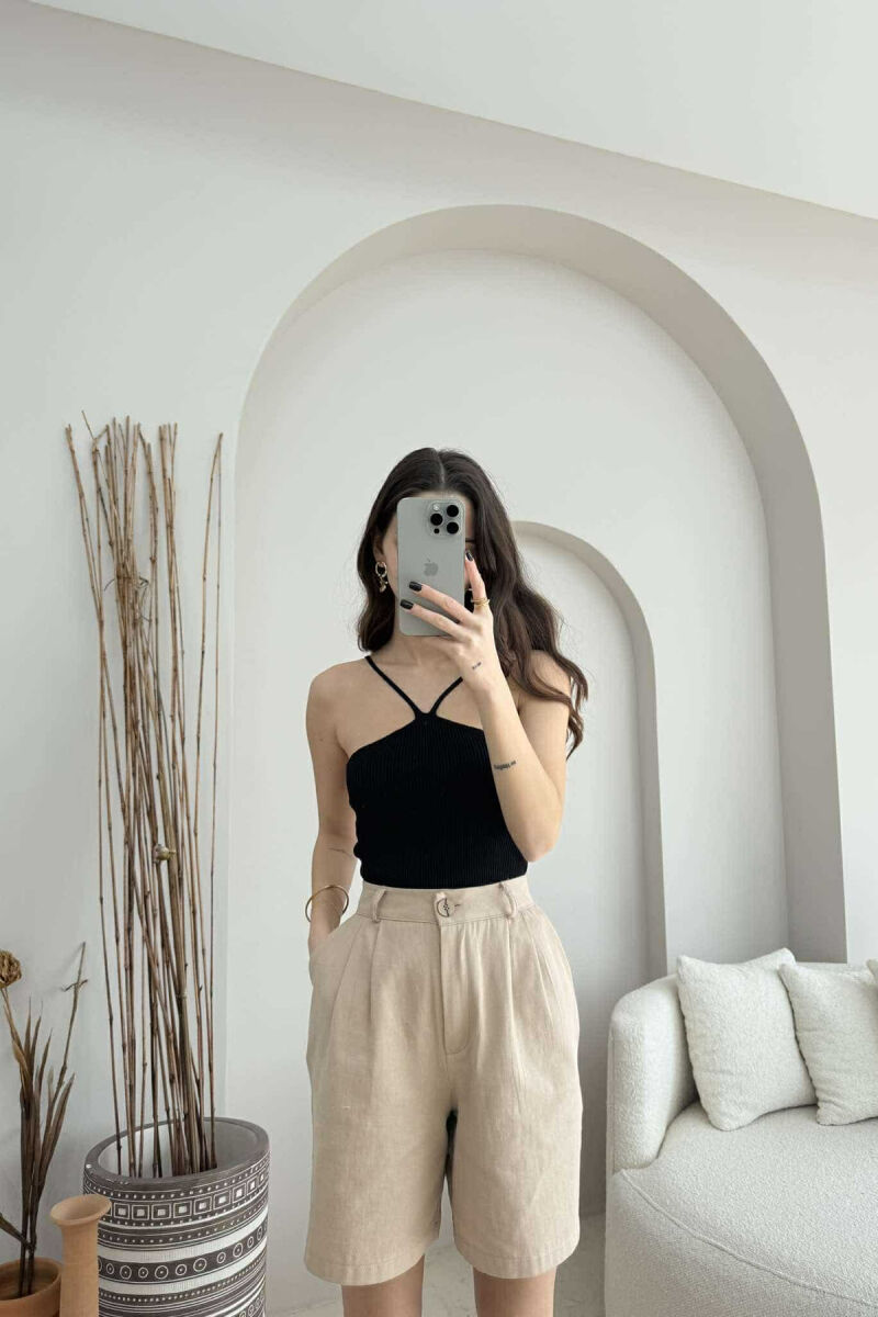 THIN STRAPS ONE COLOR WOMEN TANK TOP BLACK/ E ZEZE - 4
