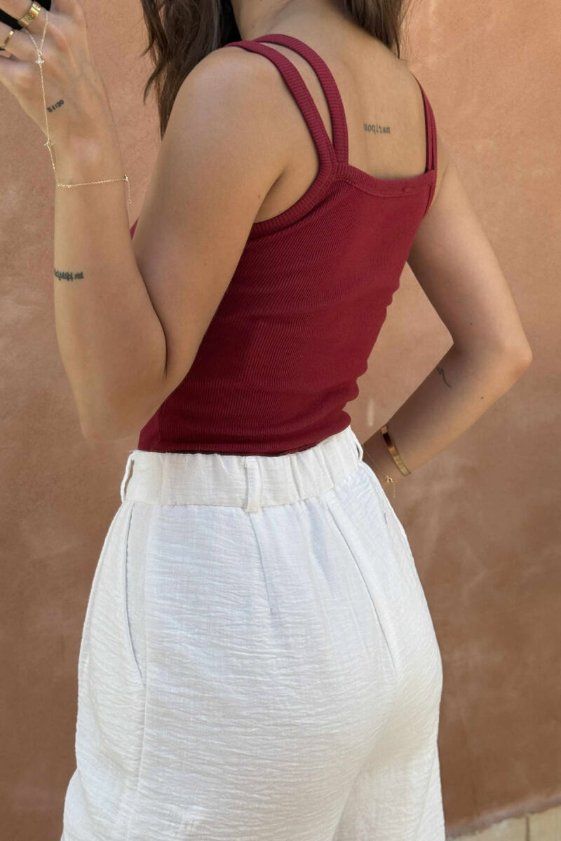 THIN STRAPS ONE COLOR WOMEN TANK TOP BURGUNDY/VISHNJE - 4