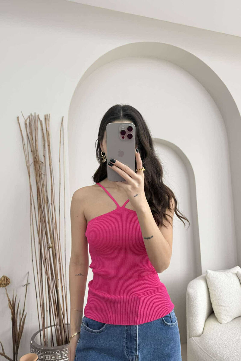 THIN STRAPS ONE COLOR WOMEN TANK TOP FUCHSIA/CIKLAMI - 2