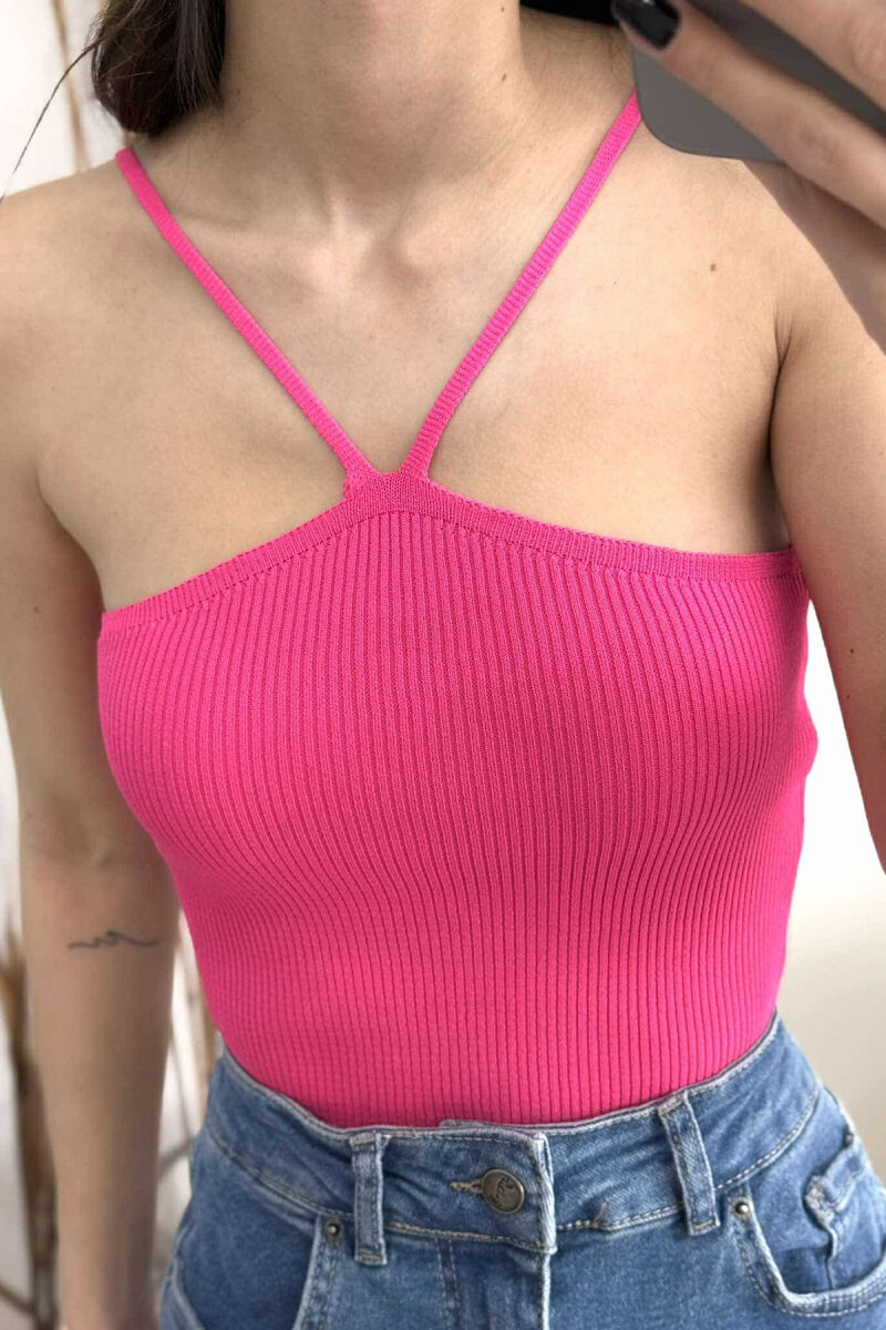 THIN STRAPS ONE COLOR WOMEN TANK TOP FUCHSIA/CIKLAMI - 3