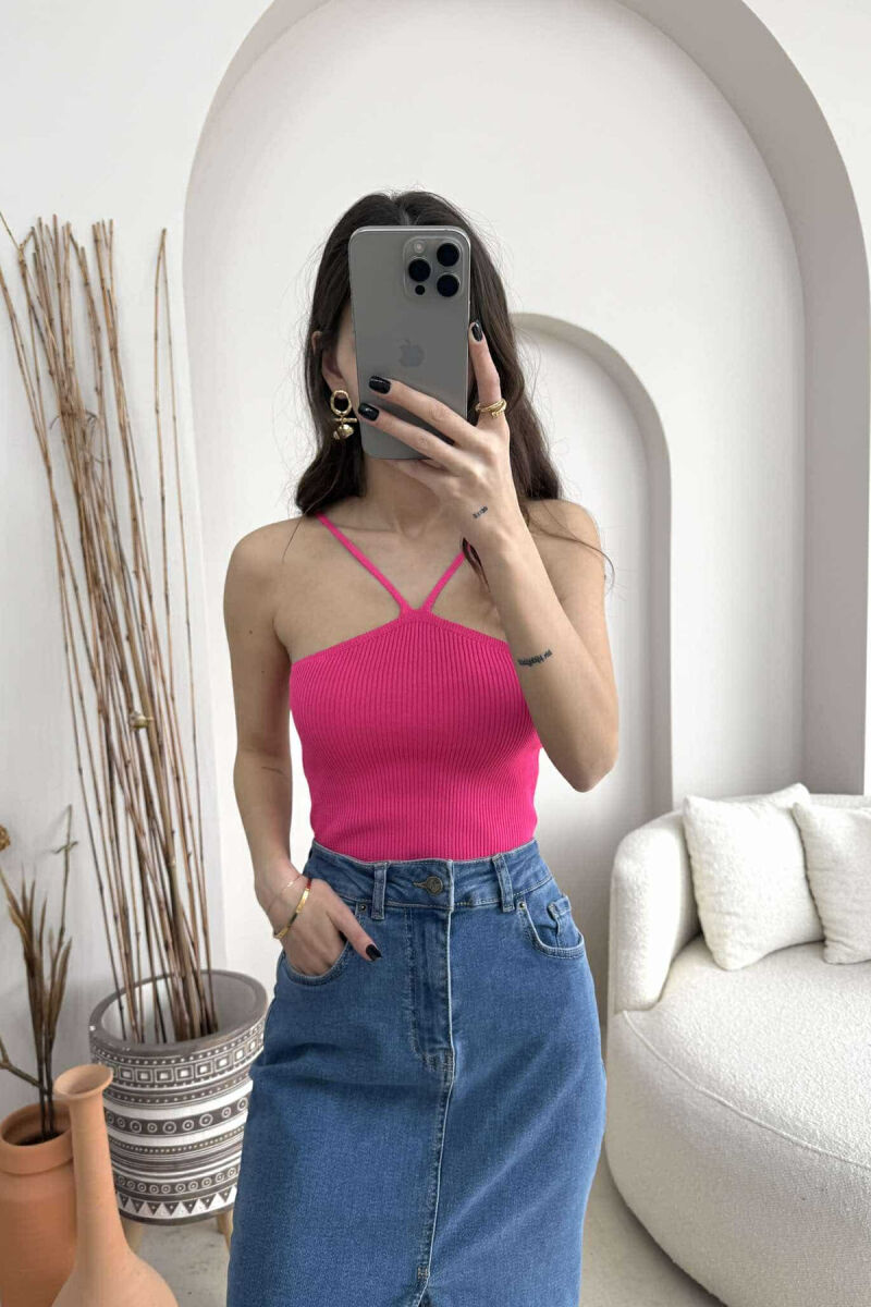 THIN STRAPS ONE COLOR WOMEN TANK TOP FUCHSIA/CIKLAMI - 4