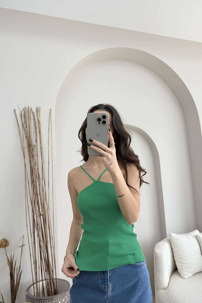 THIN STRAPS ONE COLOR WOMEN TANK TOP GREEN/JESHILE - 2