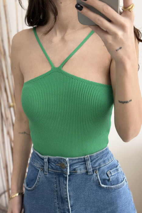THIN STRAPS ONE COLOR WOMEN TANK TOP GREEN/JESHILE - 3