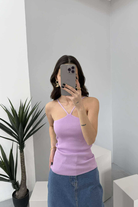 THIN STRAPS ONE COLOR WOMEN TANK TOP LIGHT PURPLE/LEZB 