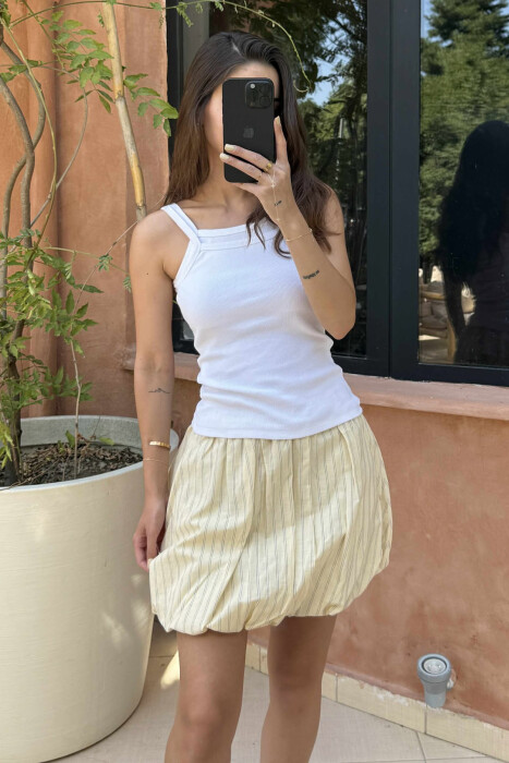 THIN STRAPS ONE COLOR WOMEN TANK TOP WHITE-E BARDHE 