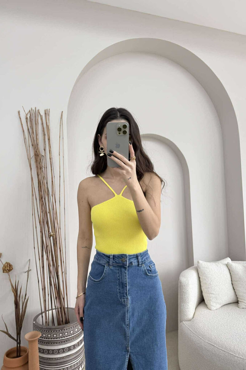 THIN STRAPS ONE COLOR WOMEN TANK TOP YELLOW/E VERDHE - 1