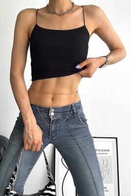 THIN STRAPS WOMAN CROP BLACK/ E ZEZE 