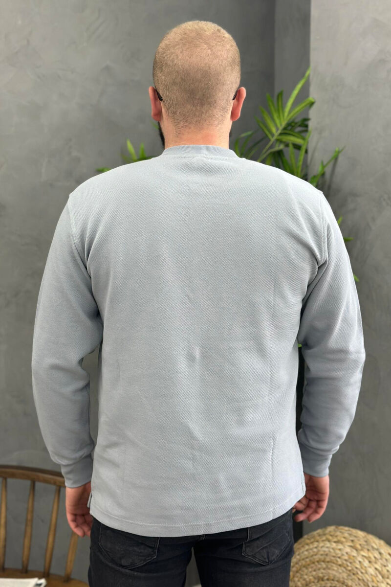 THREE BUTTONS LONG SLEEVE MEN SWEATSHIRT GREY/GRI - 2