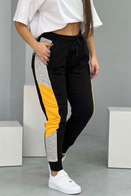 THREE COLOR SIMPLE WOMEN JOGGERS BLACK-YELLOW/ZEVE 