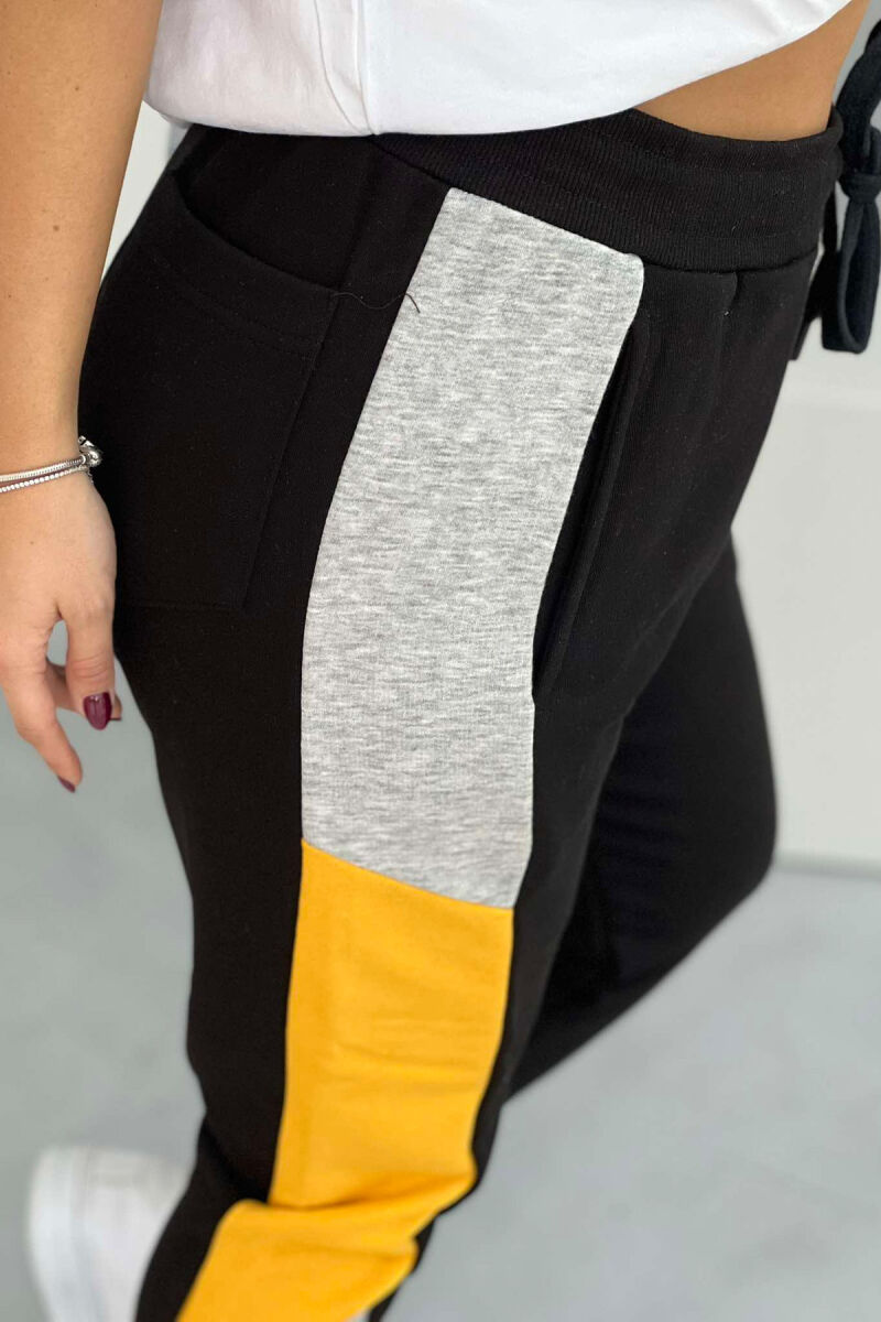 THREE COLOR SIMPLE WOMEN JOGGERS BLACK-YELLOW/ZEVE - 3