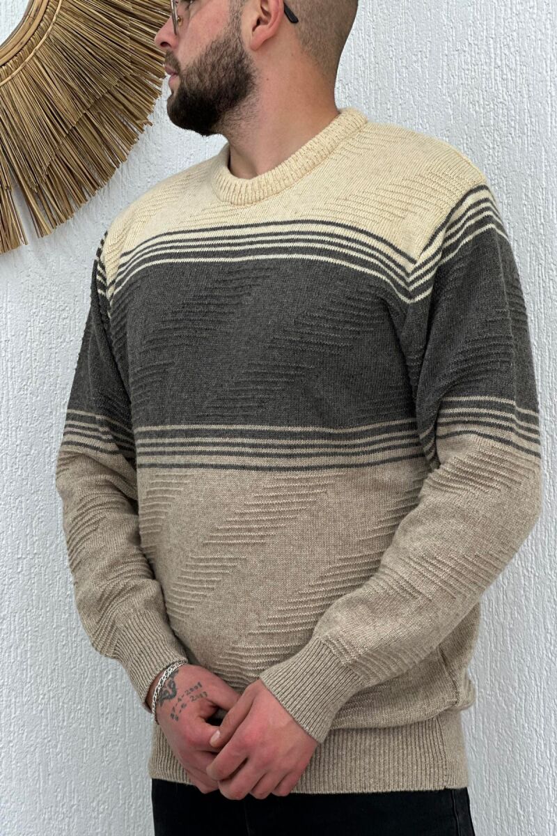 THREE COLORS MAN SWEATER BEIGE/BEZHE - 4