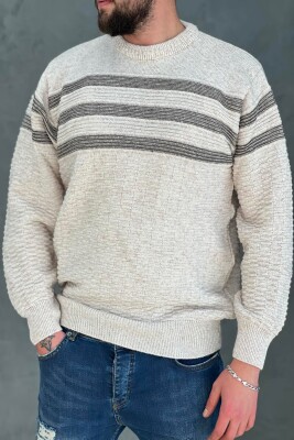 THREE LINES MAN SWEATER BEIGE/BEZHE 