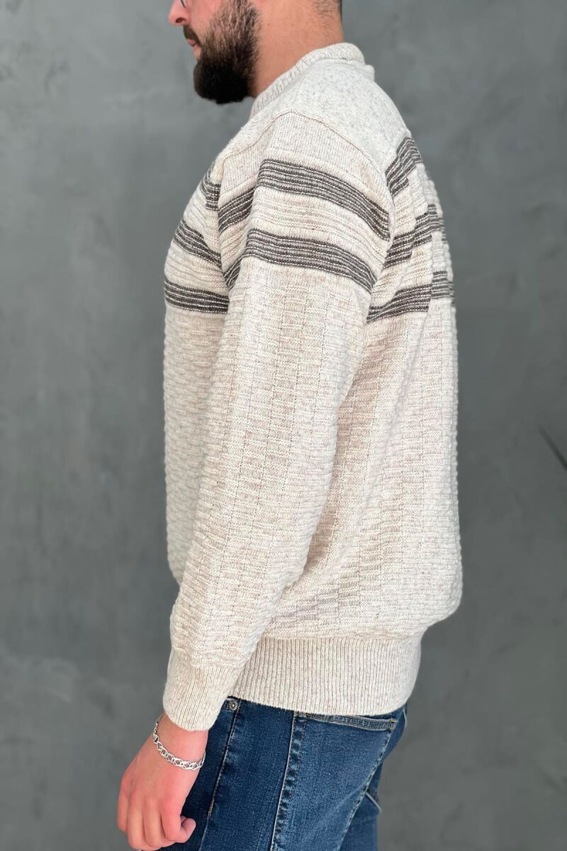 THREE LINES MAN SWEATER BEIGE/BEZHE - 2