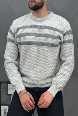 THREE LINES MAN SWEATER LIGHT GREY/GZ 