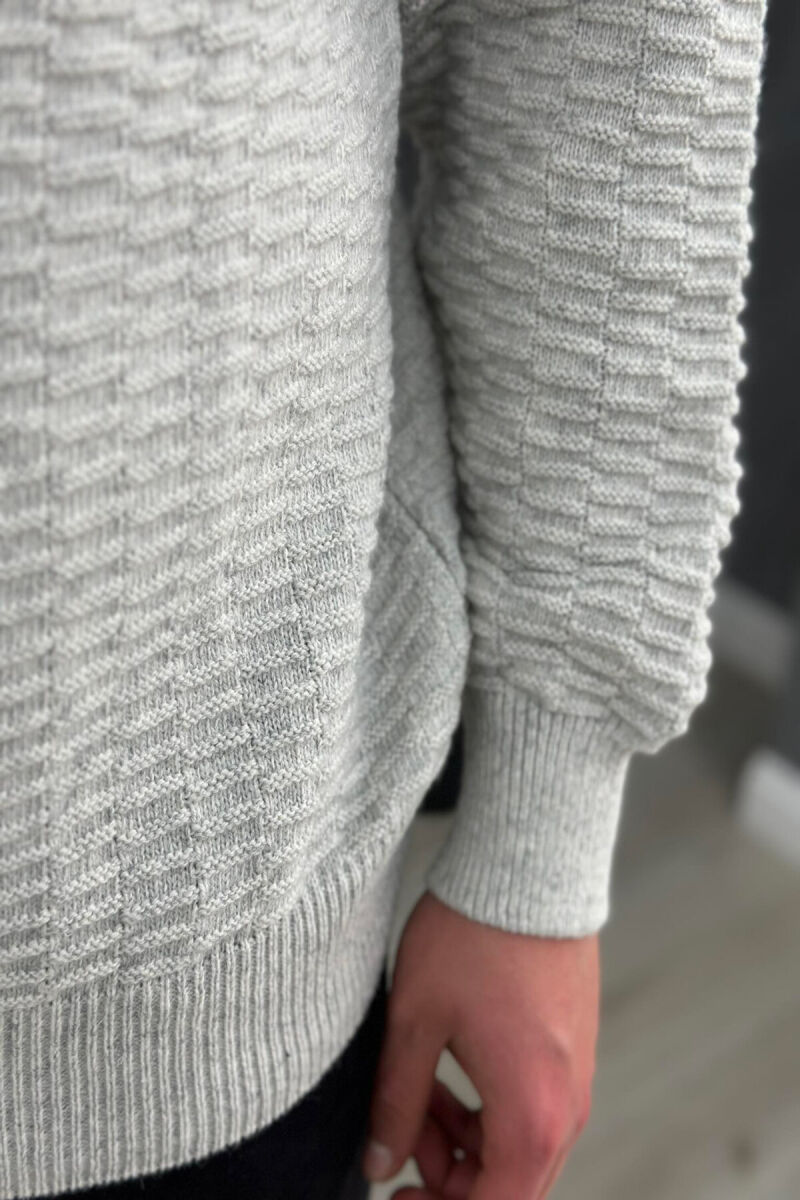 THREE LINES MAN SWEATER LIGHT GREY/GZ - 2