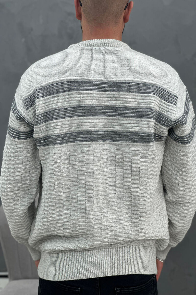 THREE LINES MAN SWEATER LIGHT GREY/GZ - 4