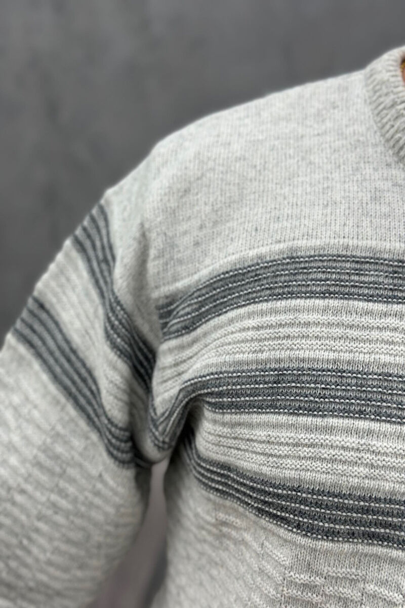 THREE LINES MAN SWEATER LIGHT GREY/GZ - 5