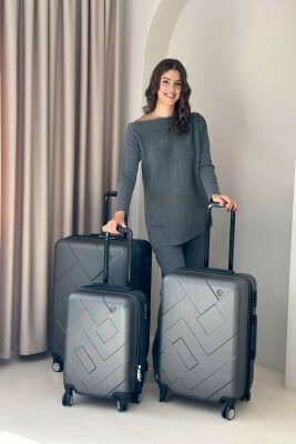 THREE PIECES LUGGAGE SET DARK GREY/GEE 