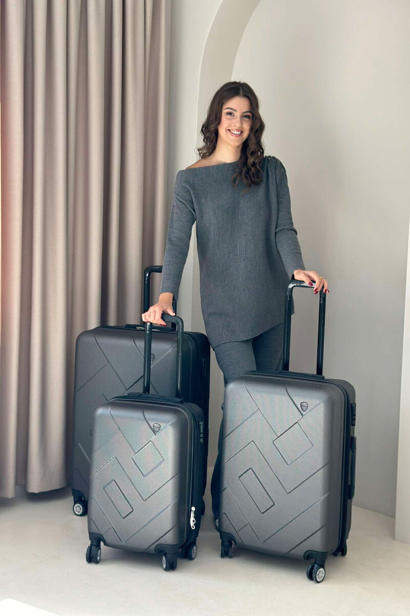 THREE PIECES LUGGAGE SET DARK GREY/GEE - 1