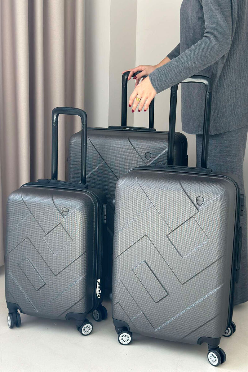 THREE PIECES LUGGAGE SET DARK GREY/GEE - 2