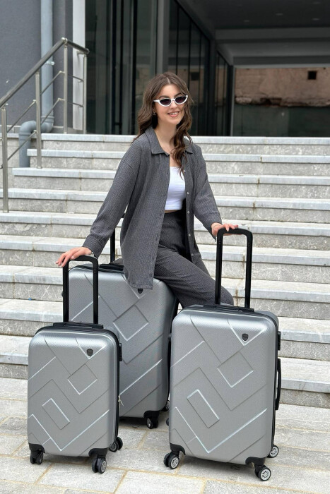 THREE PIECES LUGGAGE SET LIGHT GREY/GZ - 4