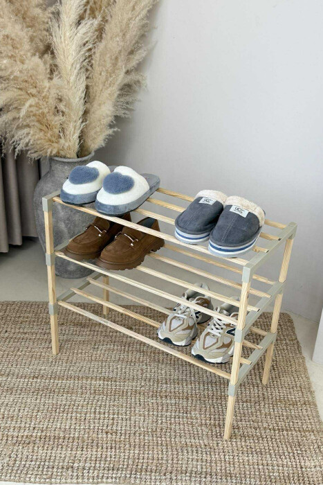 THREE TIER WOODEN SHOES SHELF BEIGE/BEZHE - 1