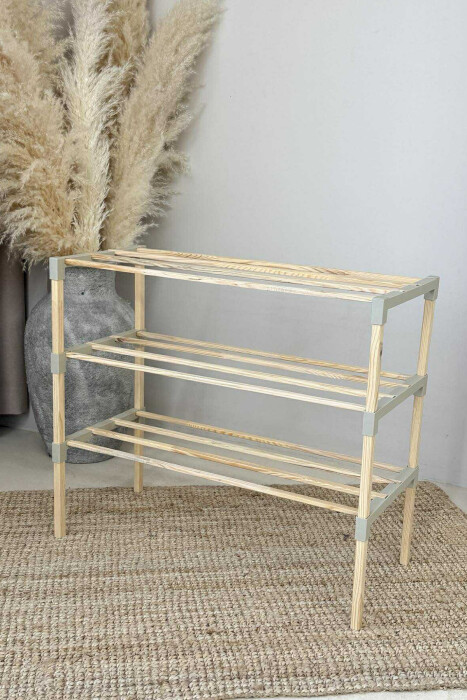 THREE TIER WOODEN SHOES SHELF BEIGE/BEZHE - 3
