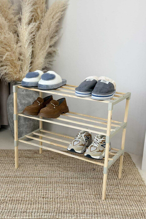 THREE TIER WOODEN SHOES SHELF BEIGE/BEZHE - 5