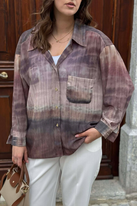 TIE-DYE GOLD BUTTONS WOMAN SHIRT BROWN/KAFE - 2