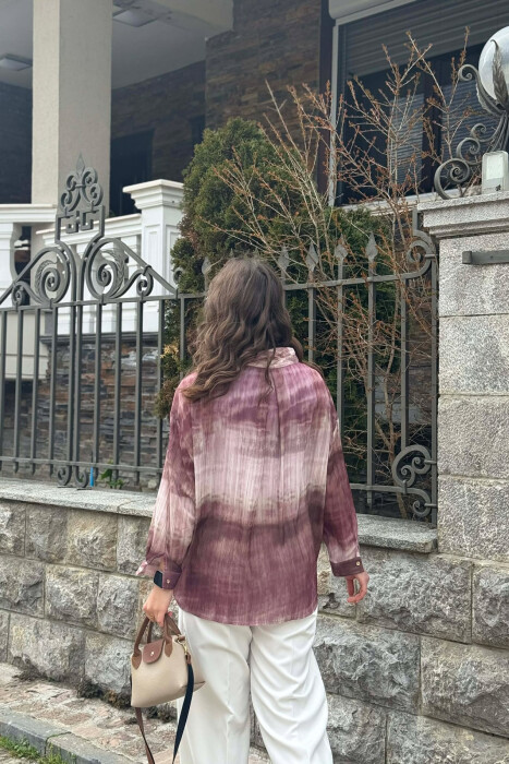 TIE-DYE GOLD BUTTONS WOMAN SHIRT BURGUNDY/VISHNJE - 3