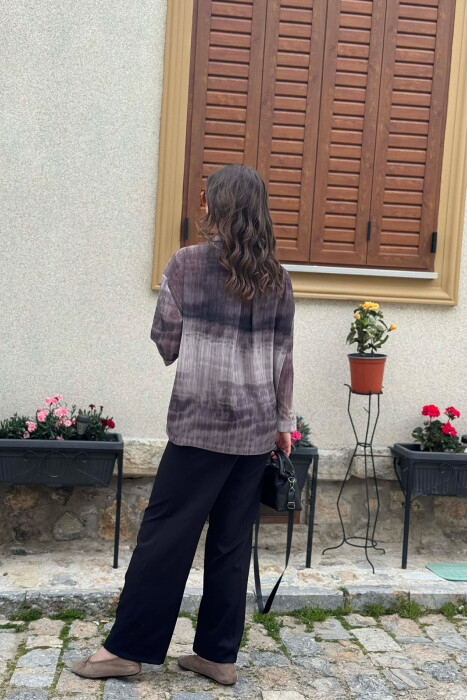 TIE-DYE GOLD BUTTONS WOMAN SHIRT DARK GREY/GEE - 2