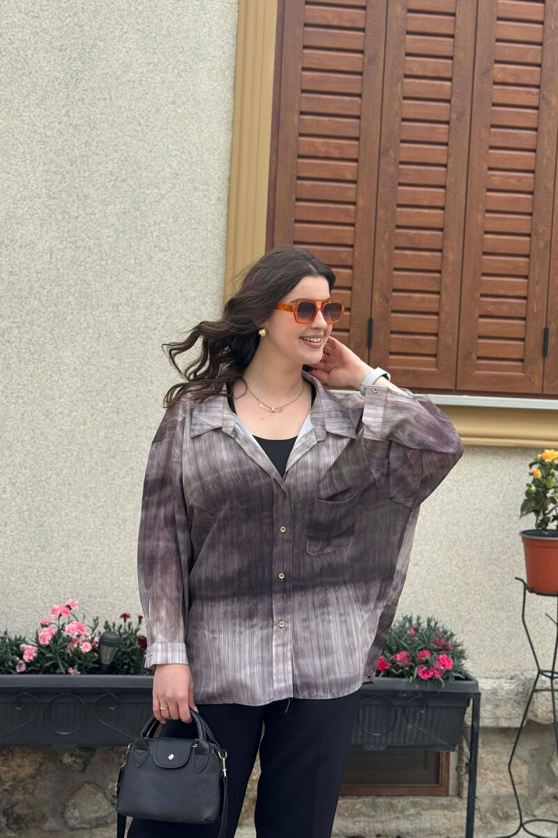 TIE-DYE GOLD BUTTONS WOMAN SHIRT DARK GREY/GEE - 3