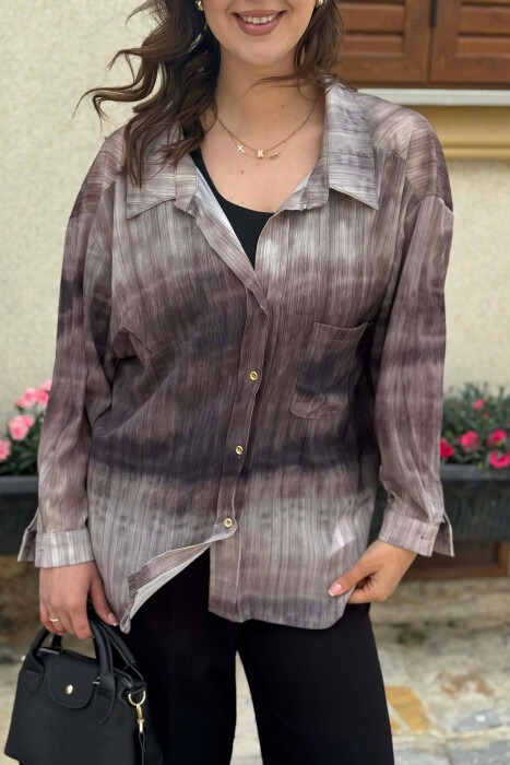 TIE-DYE GOLD BUTTONS WOMAN SHIRT DARK GREY/GEE - 4