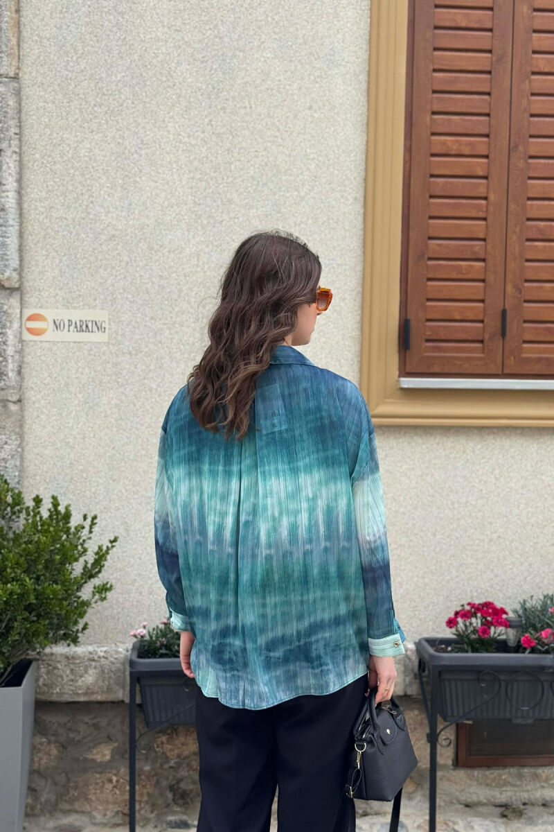 TIE-DYE GOLD BUTTONS WOMAN SHIRT GREEN/JESHILE - 5