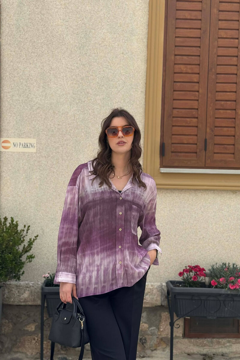TIE-DYE GOLD BUTTONS WOMAN SHIRT LIGHT PURPLE/LEZB - 2