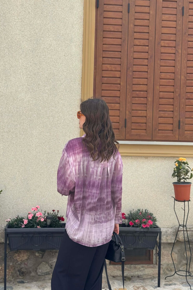 TIE-DYE GOLD BUTTONS WOMAN SHIRT LIGHT PURPLE/LEZB - 3