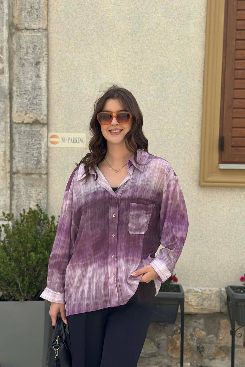 TIE-DYE GOLD BUTTONS WOMAN SHIRT LIGHT PURPLE/LEZB - 4