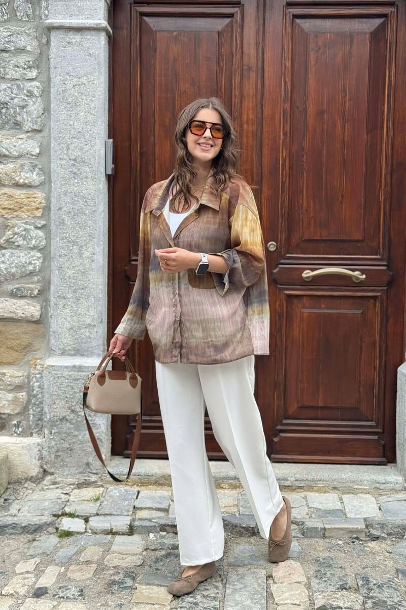 TIE-DYE GOLD BUTTONS WOMAN SHIRT MUSTARD/MUSTARDE - 2