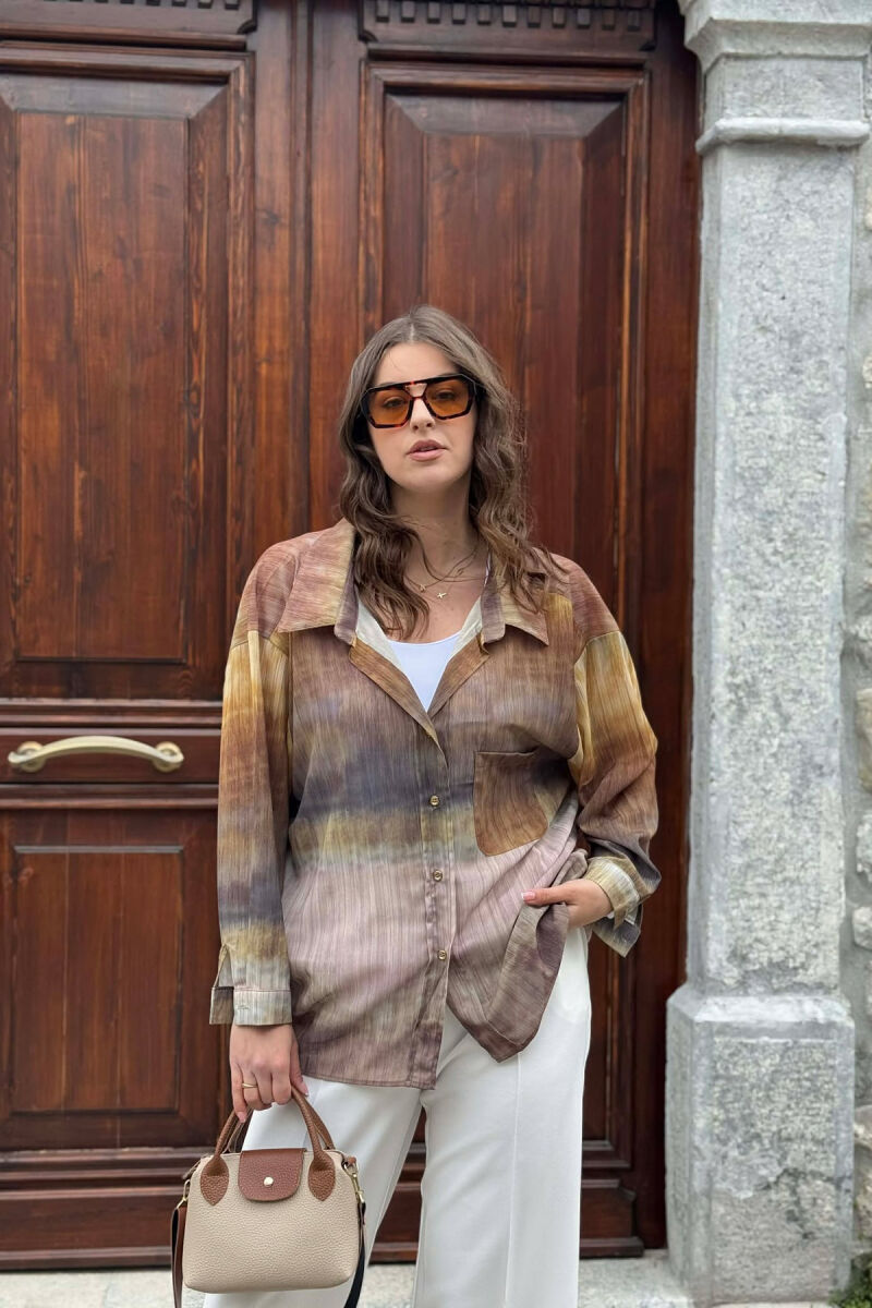 TIE-DYE GOLD BUTTONS WOMAN SHIRT MUSTARD/MUSTARDE - 3