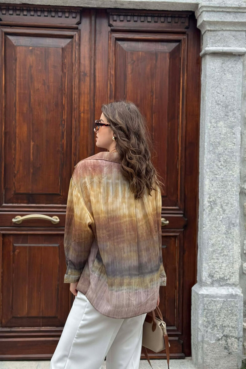 TIE-DYE GOLD BUTTONS WOMAN SHIRT MUSTARD/MUSTARDE - 4