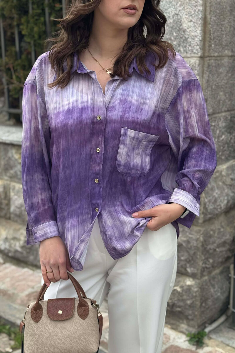 TIE-DYE GOLD BUTTONS WOMAN SHIRT PURPLE/LEJLA - 2