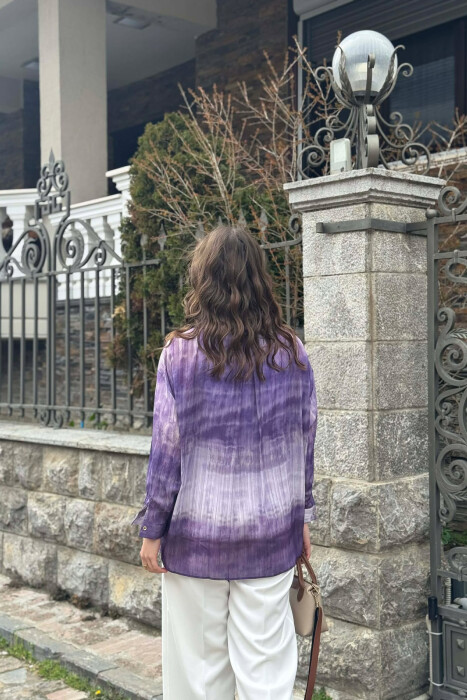 TIE-DYE GOLD BUTTONS WOMAN SHIRT PURPLE/LEJLA - 3