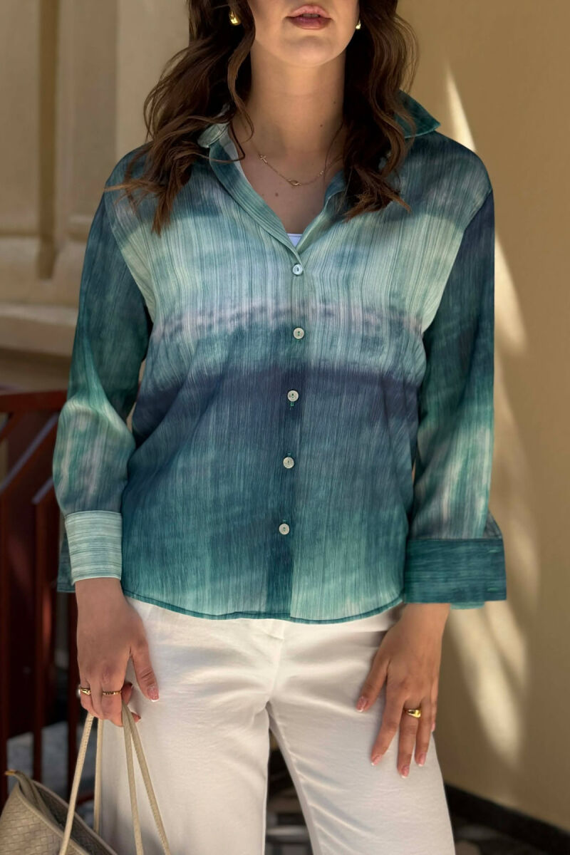 TIE-DYE LONG SLEEVE WOMAN SHIRT GREEN/JESHILE - 3