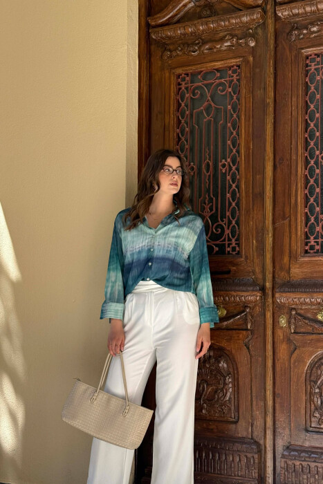 TIE-DYE LONG SLEEVE WOMAN SHIRT GREEN/JESHILE - 4