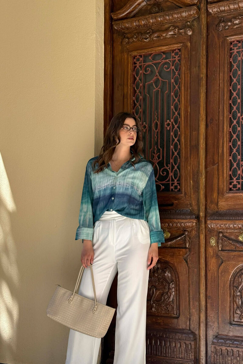 TIE-DYE LONG SLEEVE WOMAN SHIRT GREEN/JESHILE - 4