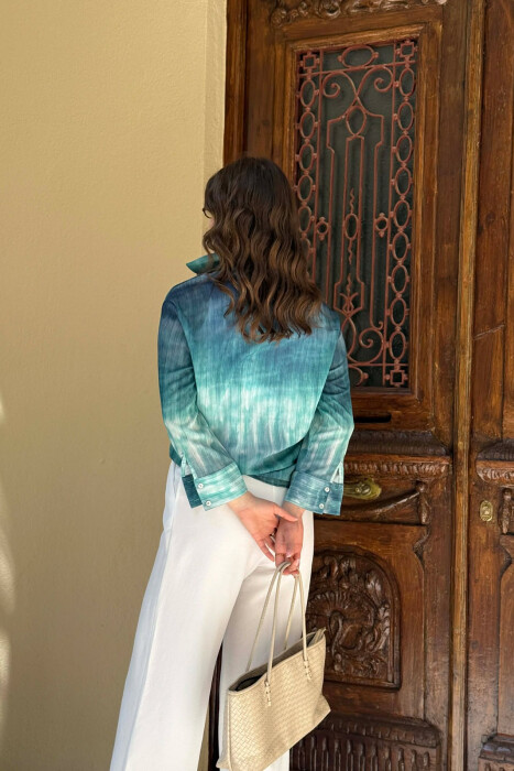 TIE-DYE LONG SLEEVE WOMAN SHIRT GREEN/JESHILE - 6