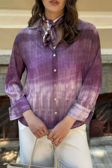 TIE-DYE LONG SLEEVE WOMAN SHIRT LIGHT PURPLE/LEZB - 2