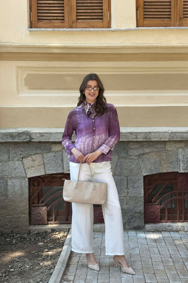 TIE-DYE LONG SLEEVE WOMAN SHIRT LIGHT PURPLE/LEZB - 4
