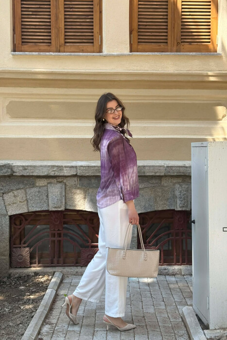 TIE-DYE LONG SLEEVE WOMAN SHIRT LIGHT PURPLE/LEZB - 5