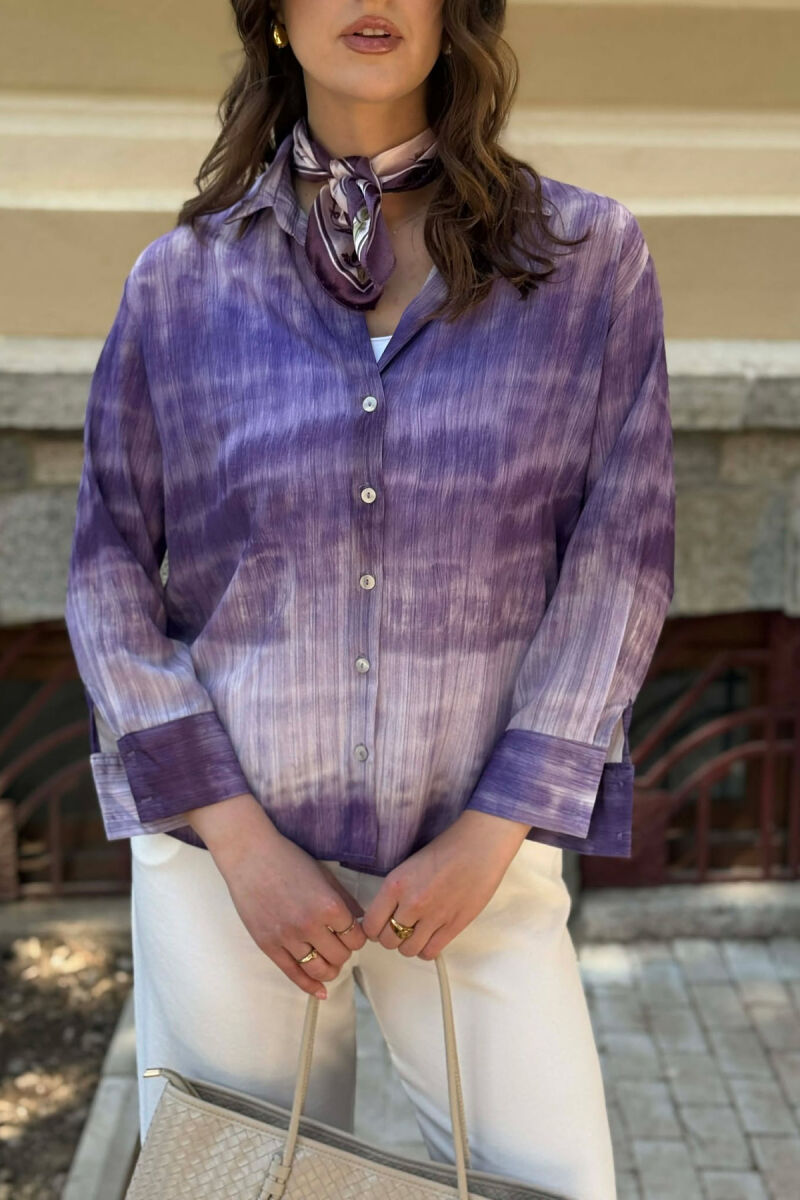 TIE-DYE LONG SLEEVE WOMAN SHIRT PURPLE/LEJLA - 2